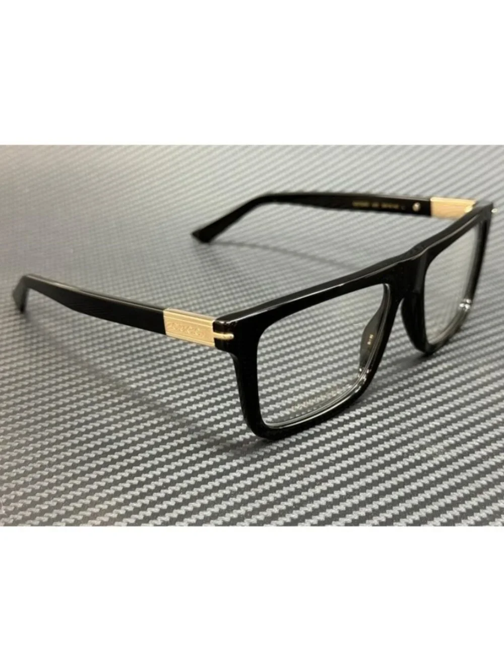 New Gucci Men Black Gold Eyeglasses 56-18-145